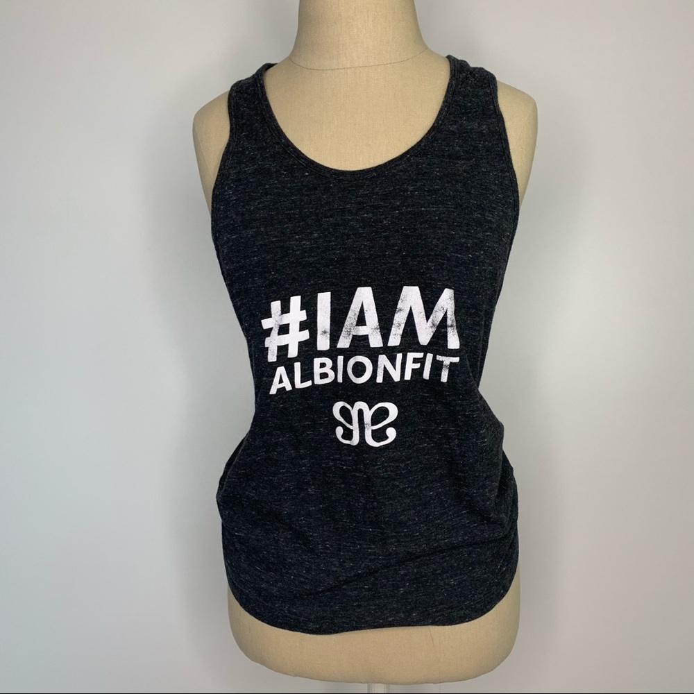 Albion #i am albion fit raceback gray tank top